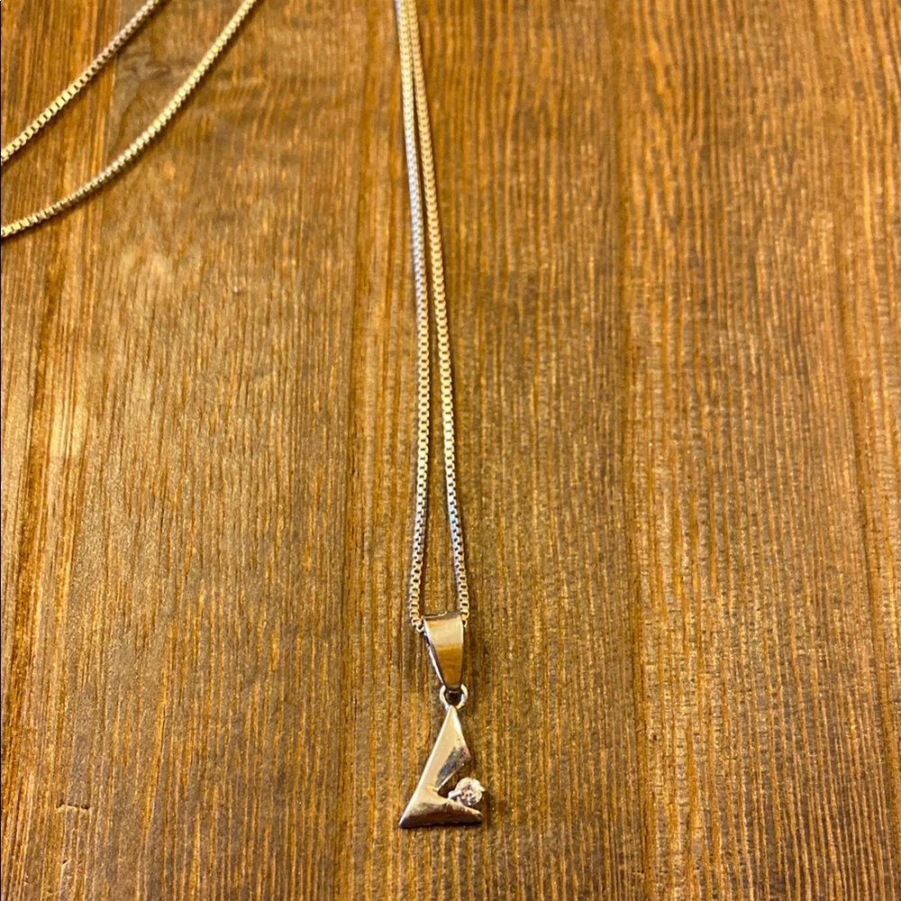 Sterling Box Chain Abstract Triangle Pendant Necklace